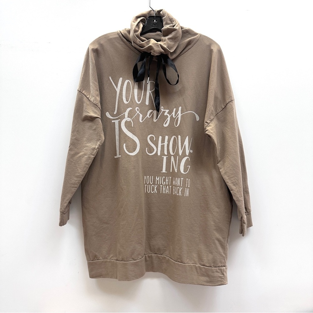 XXL Italy Made Bella Amore Tan Sweatshirt with Black Ribbon